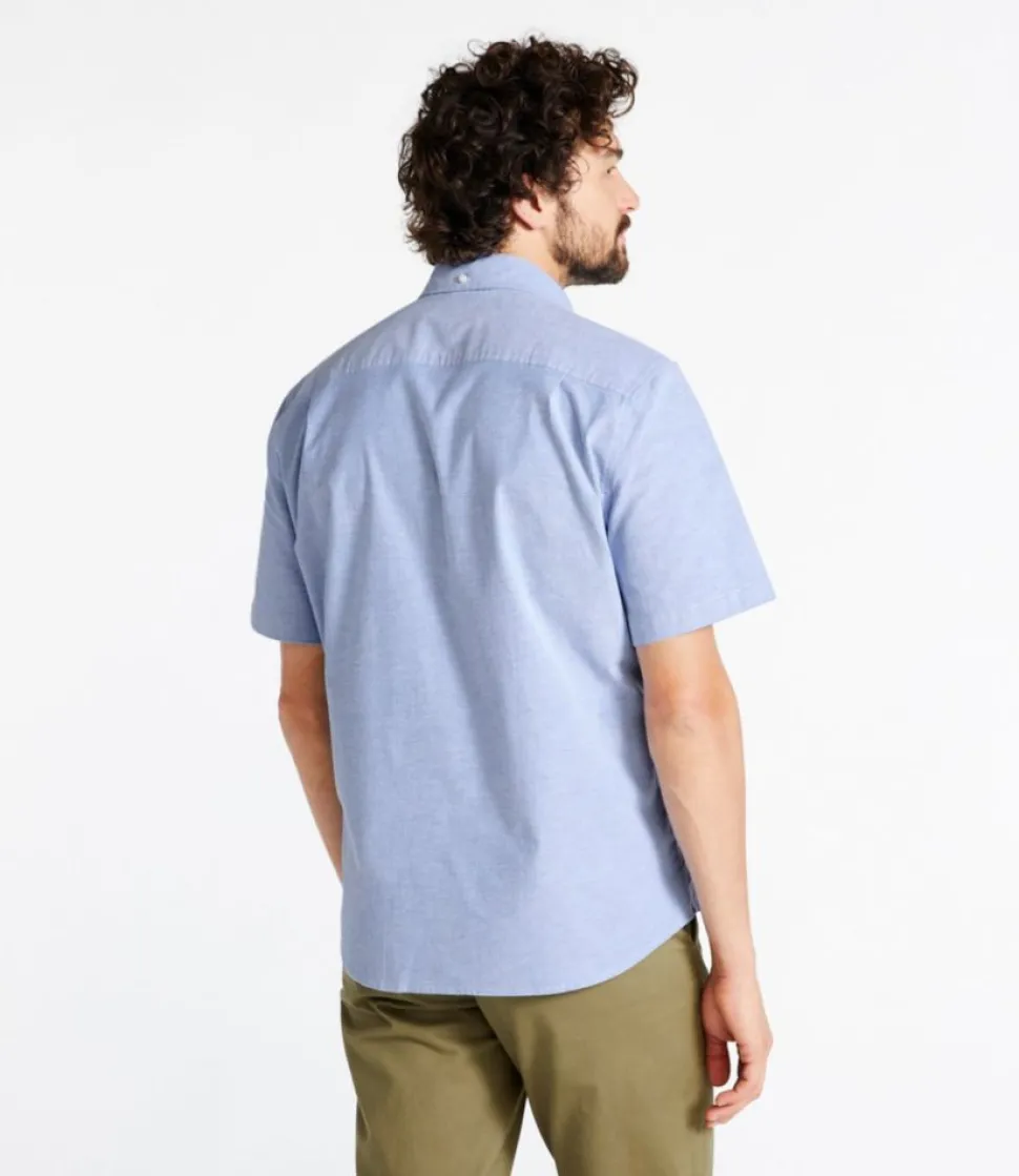 Clearance L.L.Bean "Men's Comfort Stretch Oxford Shirt, Slightly Fitted Untucked Fit, Short-Sleeve"