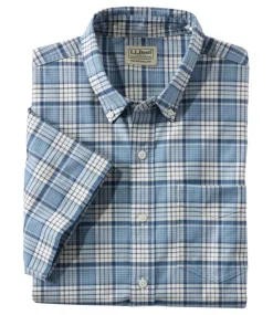 Clearance L.L.Bean "Men's Comfort Stretch Oxford, Traditional Untucked Fit, Short-Sleeve, Plaid"