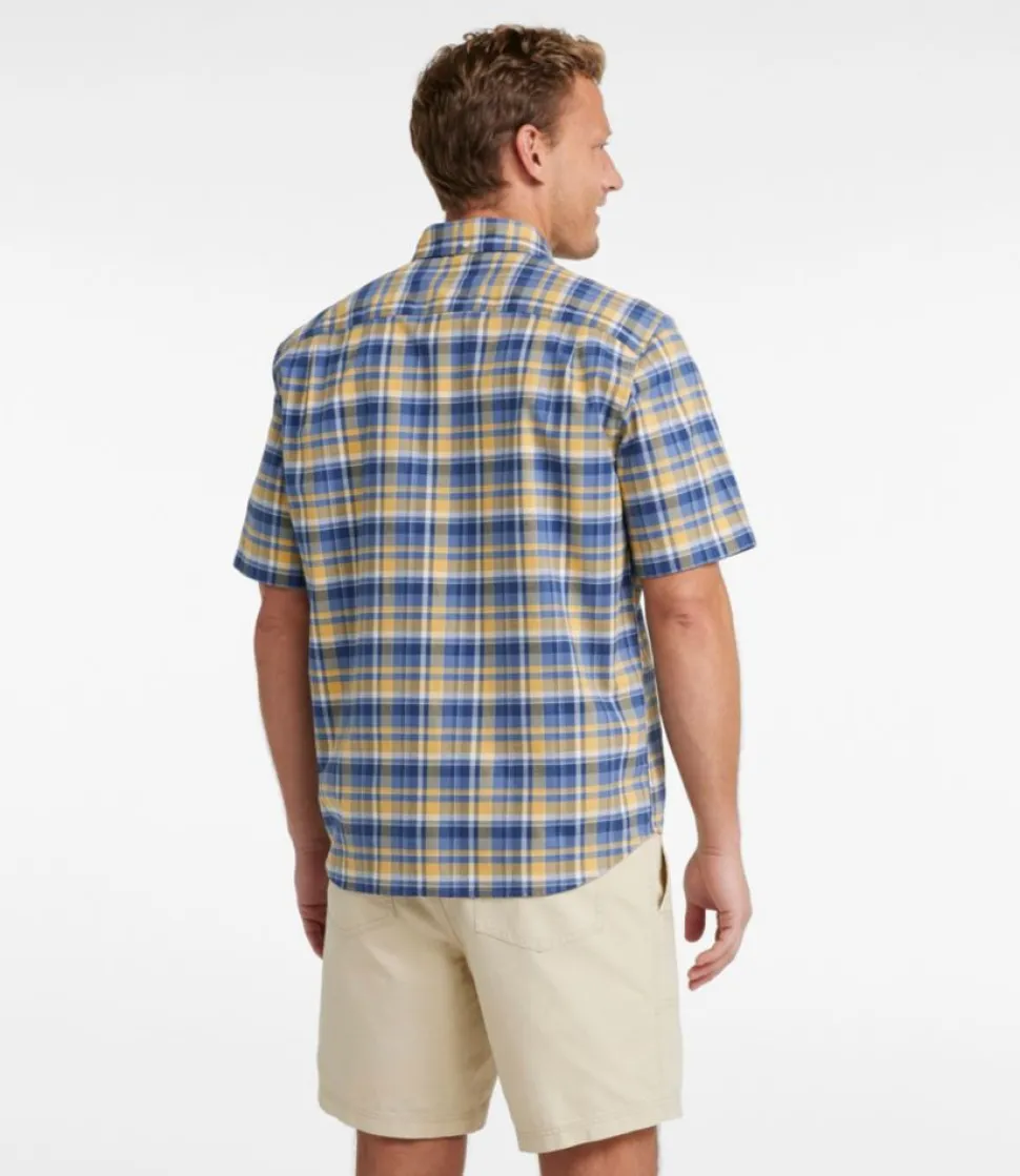 Clearance L.L.Bean "Men's Comfort Stretch Oxford, Traditional Untucked Fit, Short-Sleeve, Plaid"