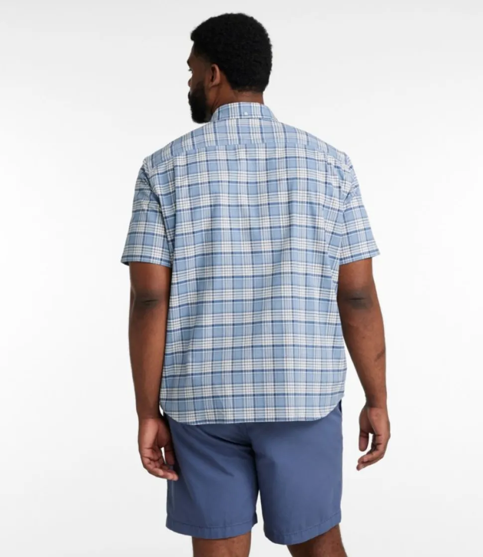 Clearance L.L.Bean "Men's Comfort Stretch Oxford, Traditional Untucked Fit, Short-Sleeve, Plaid"