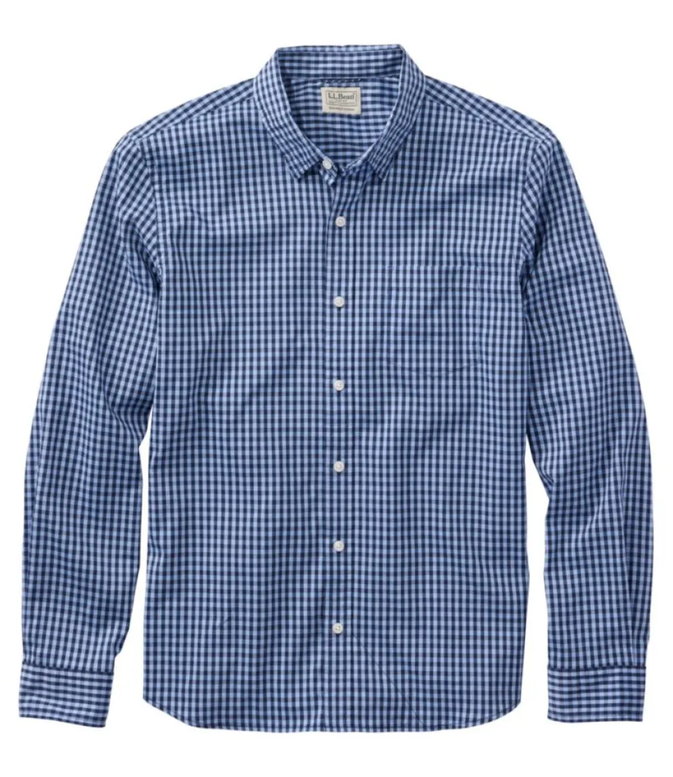 Cheap L.L.Bean "Men's Comfort Stretch Performance Shirt, Long-Sleeve, Slightly Fitted Untucked Fit, Plaid"