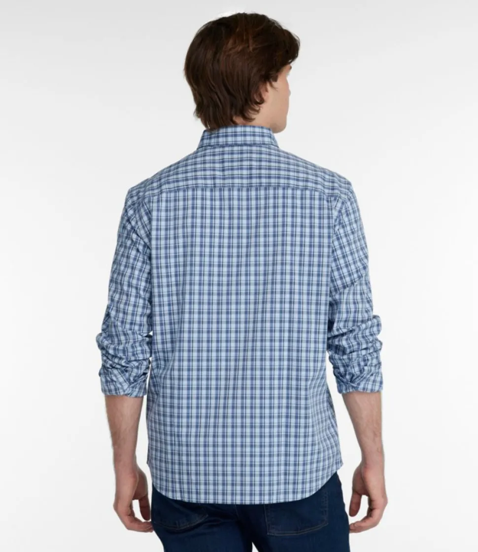 Cheap L.L.Bean "Men's Comfort Stretch Performance Shirt, Long-Sleeve, Slightly Fitted Untucked Fit, Plaid"