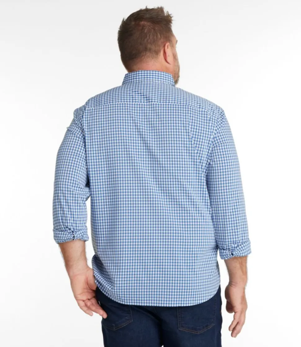 Cheap L.L.Bean "Men's Comfort Stretch Performance Shirt, Long-Sleeve, Slightly Fitted Untucked Fit, Plaid"