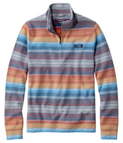 Shop L.L.Bean "Men's Comfort Stretch Piqué Quarter Zip Pullover, Long-Sleeve, Stripe" BrightMarinerMulti