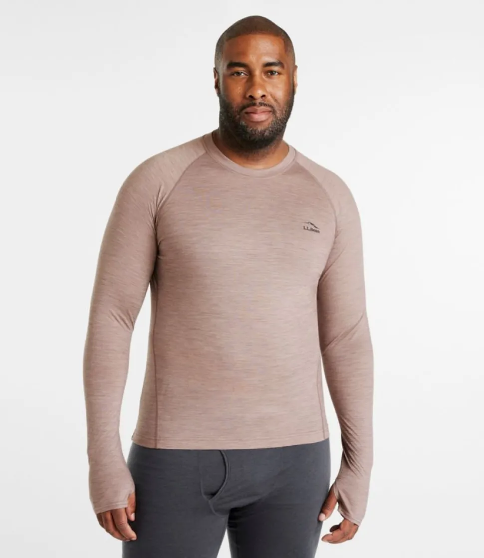 New L.L.Bean "Men's Cresta Ultralight 150 Crew Top, Stripe" RegattaBlue/GlacierBlue