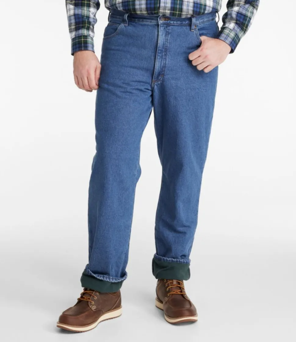 Clearance L.L.Bean "Men's Double L® Jeans, Classic Fit, Fleece-Lined" Stonewashed