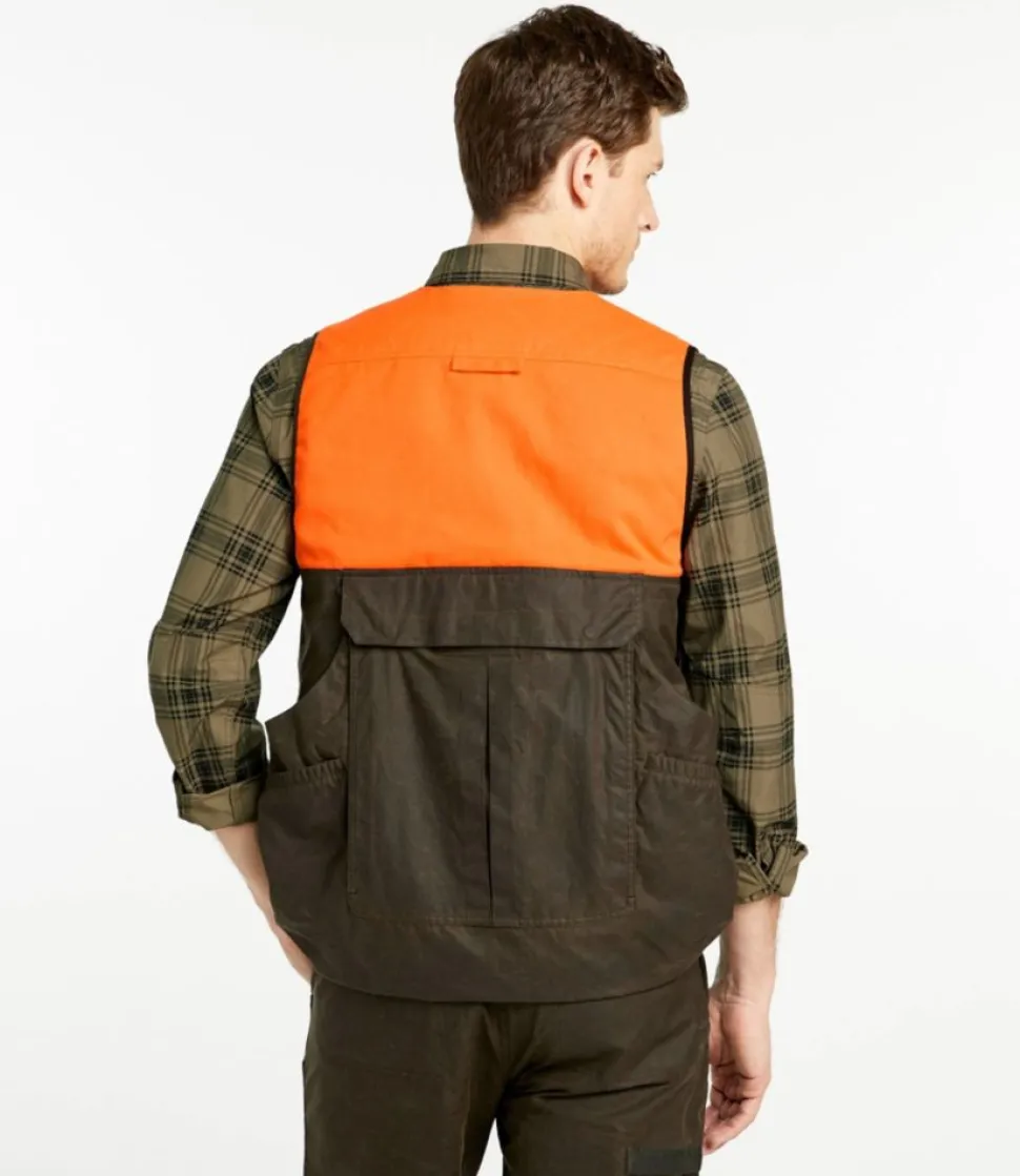 Best L.L.Bean "Men's Double L Waxed-Cotton Upland Vest, Hunter Orange" OtterBrown/HunterOrange