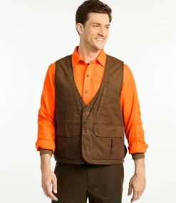 Discount L.L.Bean "Men's Double L Waxed-Cotton Upland Vest" MapleBrown