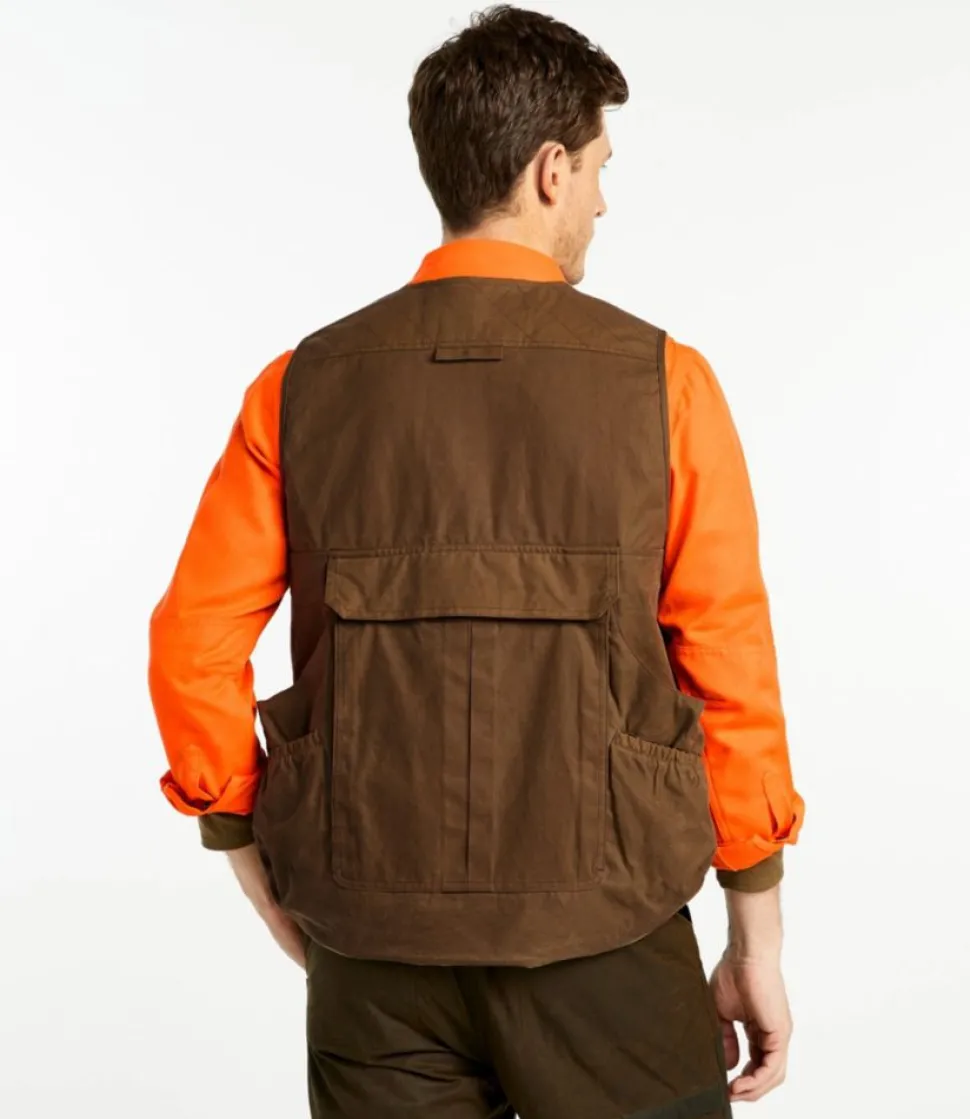 Discount L.L.Bean "Men's Double L Waxed-Cotton Upland Vest" MapleBrown