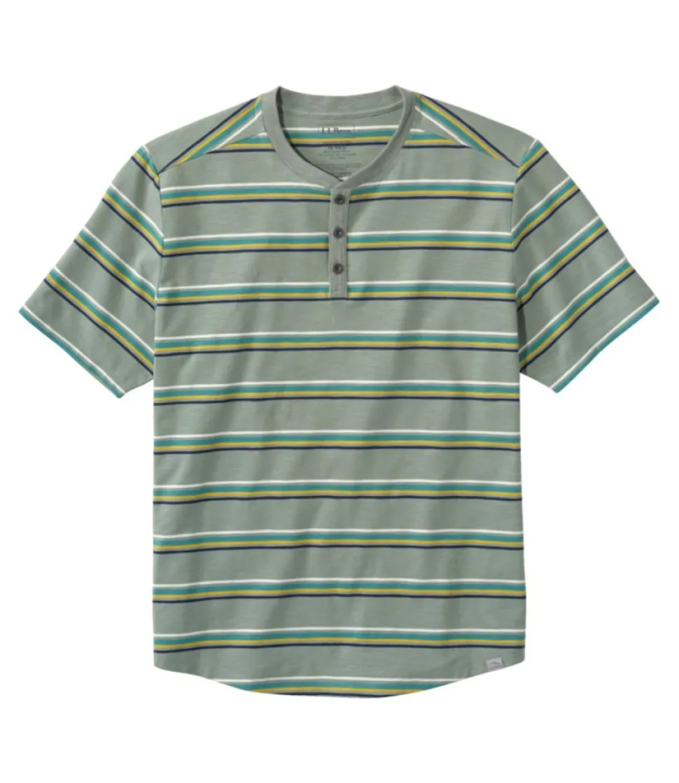 Store L.L.Bean "Men's Explorer Slub Tee, Short-Sleeve Henley Stripe" FadedSageStripe