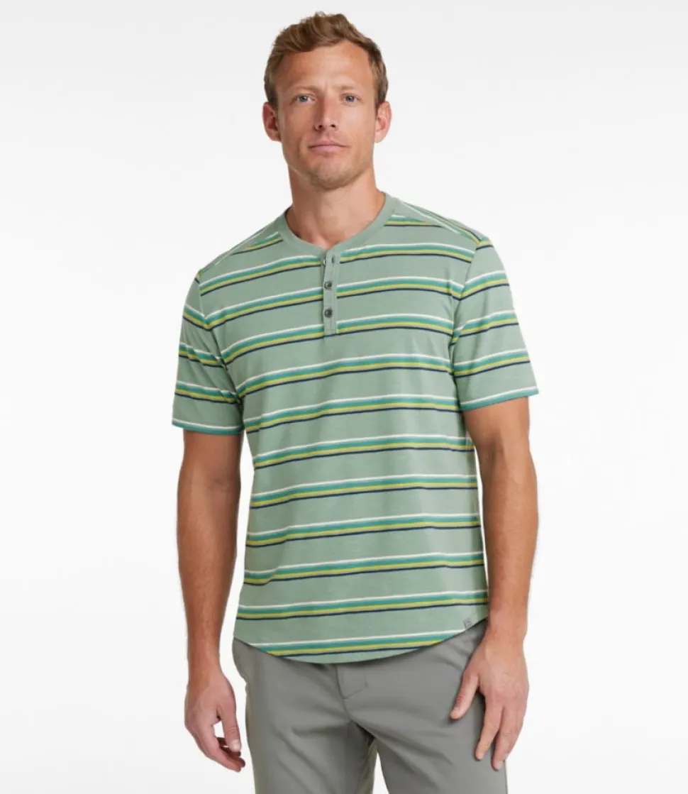 Store L.L.Bean "Men's Explorer Slub Tee, Short-Sleeve Henley Stripe" FadedSageStripe