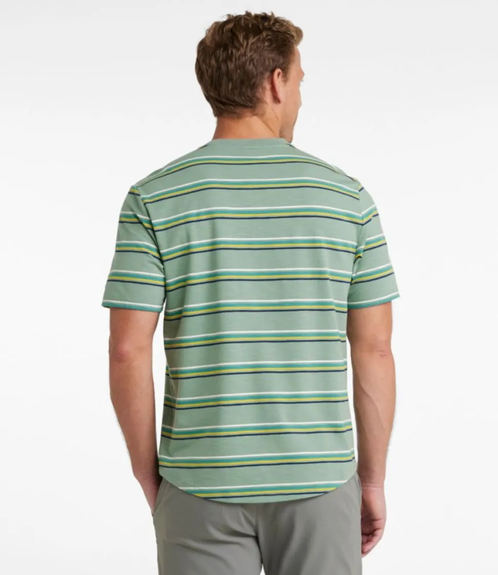 Store L.L.Bean "Men's Explorer Slub Tee, Short-Sleeve Henley Stripe" FadedSageStripe