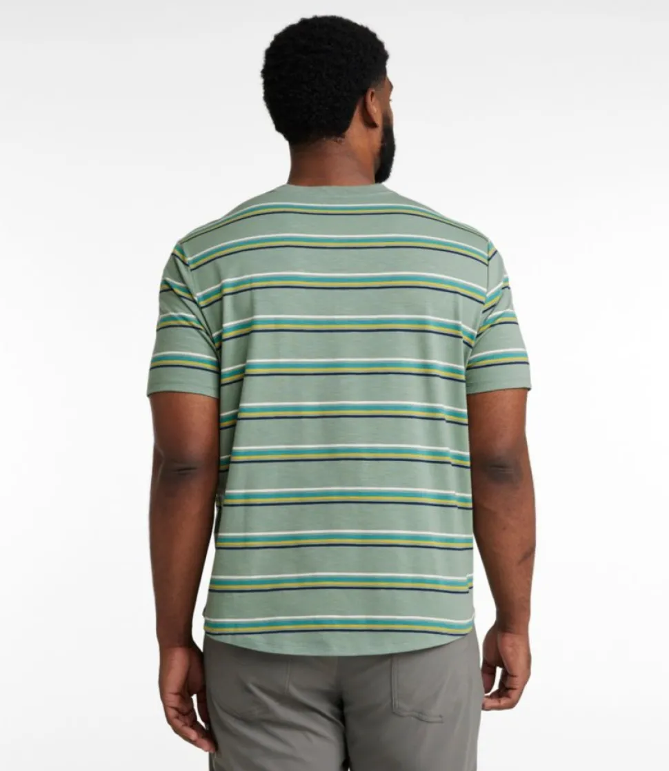 Store L.L.Bean "Men's Explorer Slub Tee, Short-Sleeve Henley Stripe" FadedSageStripe