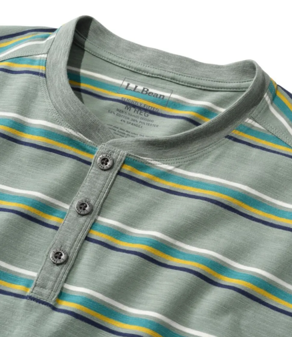 Store L.L.Bean "Men's Explorer Slub Tee, Short-Sleeve Henley Stripe" FadedSageStripe