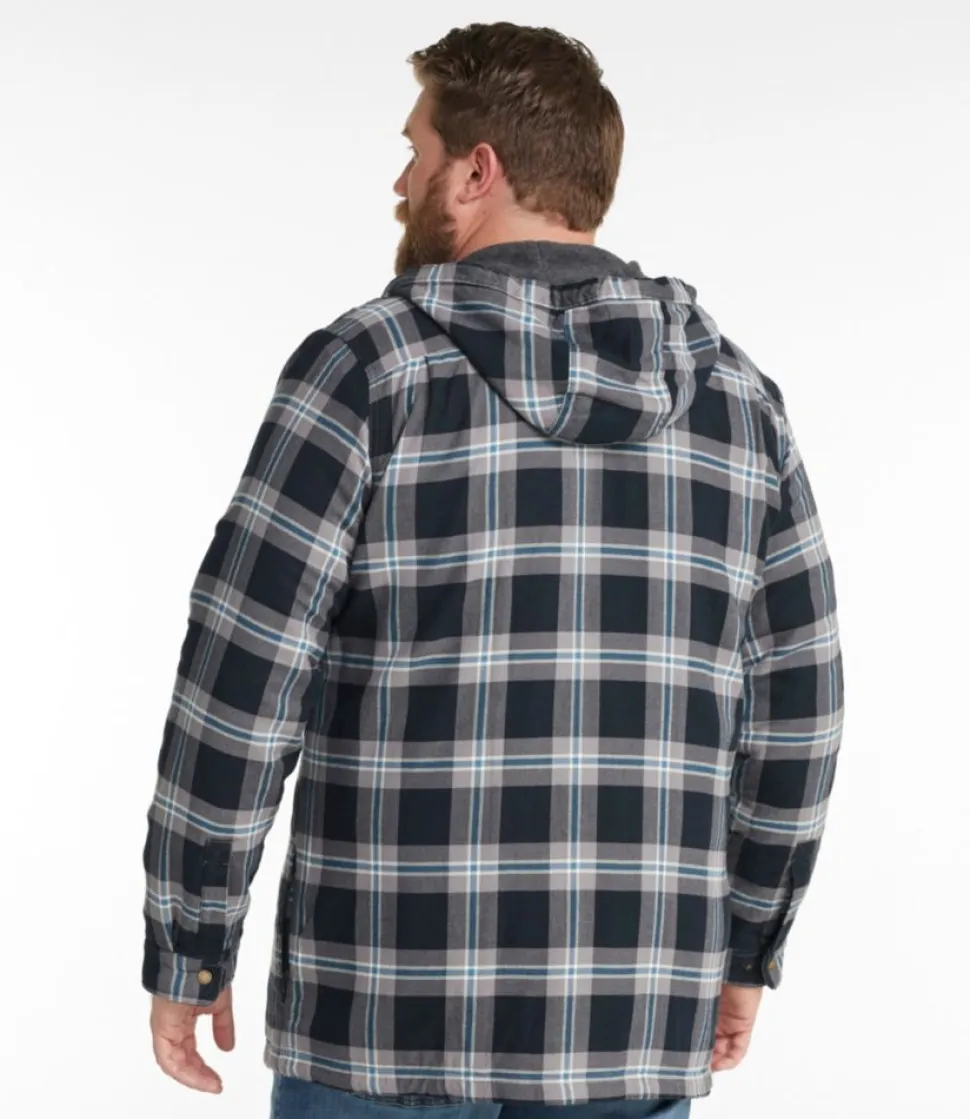 Cheap L.L.Bean "Men's Fleece-Lined Flannel Shirt, Hooded Snap Front, Slightly Fitted"