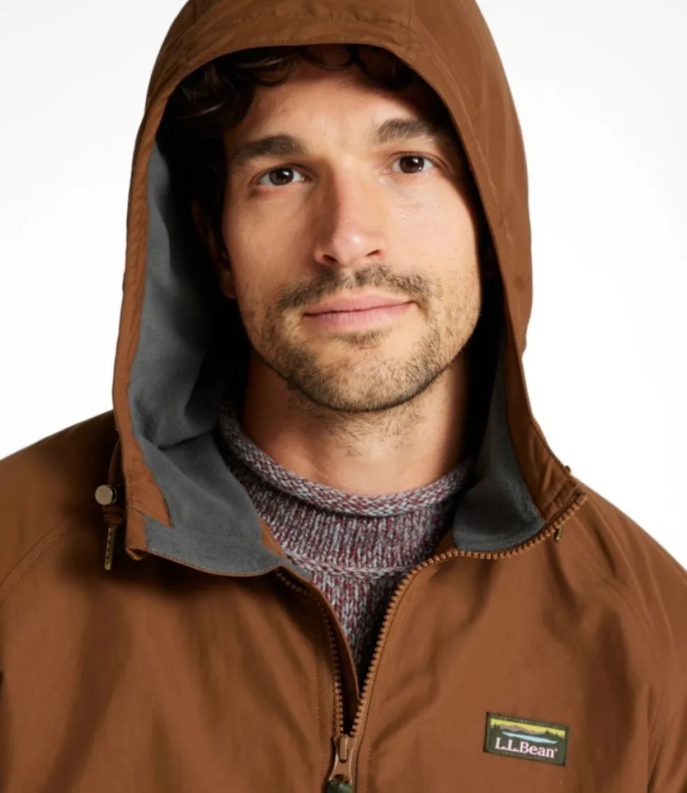 Sale L.L.Bean "Men's Insulated 3-Season Bomber Hooded Jacket, Colorblock" Hazelnut/AlloyGray