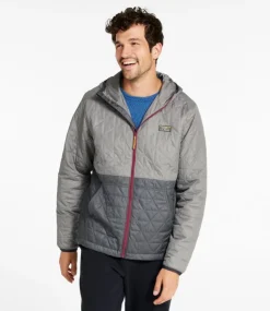 Discount L.L.Bean "Men's Katahdin Insulated Hoodie, Colorblock" Graphite/ShaleGray