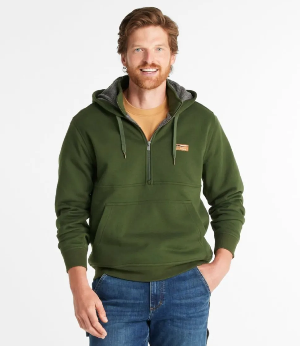 Fashion L.L.Bean "Men's Katahdin Iron Works® Half-Zip Sweatshirt, Hooded, Fleece-Lined"