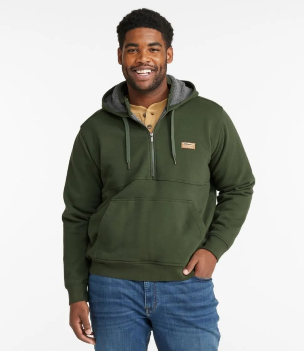 Fashion L.L.Bean "Men's Katahdin Iron Works® Half-Zip Sweatshirt, Hooded, Fleece-Lined"