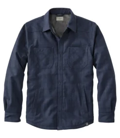 Store L.L.Bean "Men's Katahdin Performance Flannel Shirt-Jacket, Hi-Pile Fleece-Lined Solid" CarbonNavy