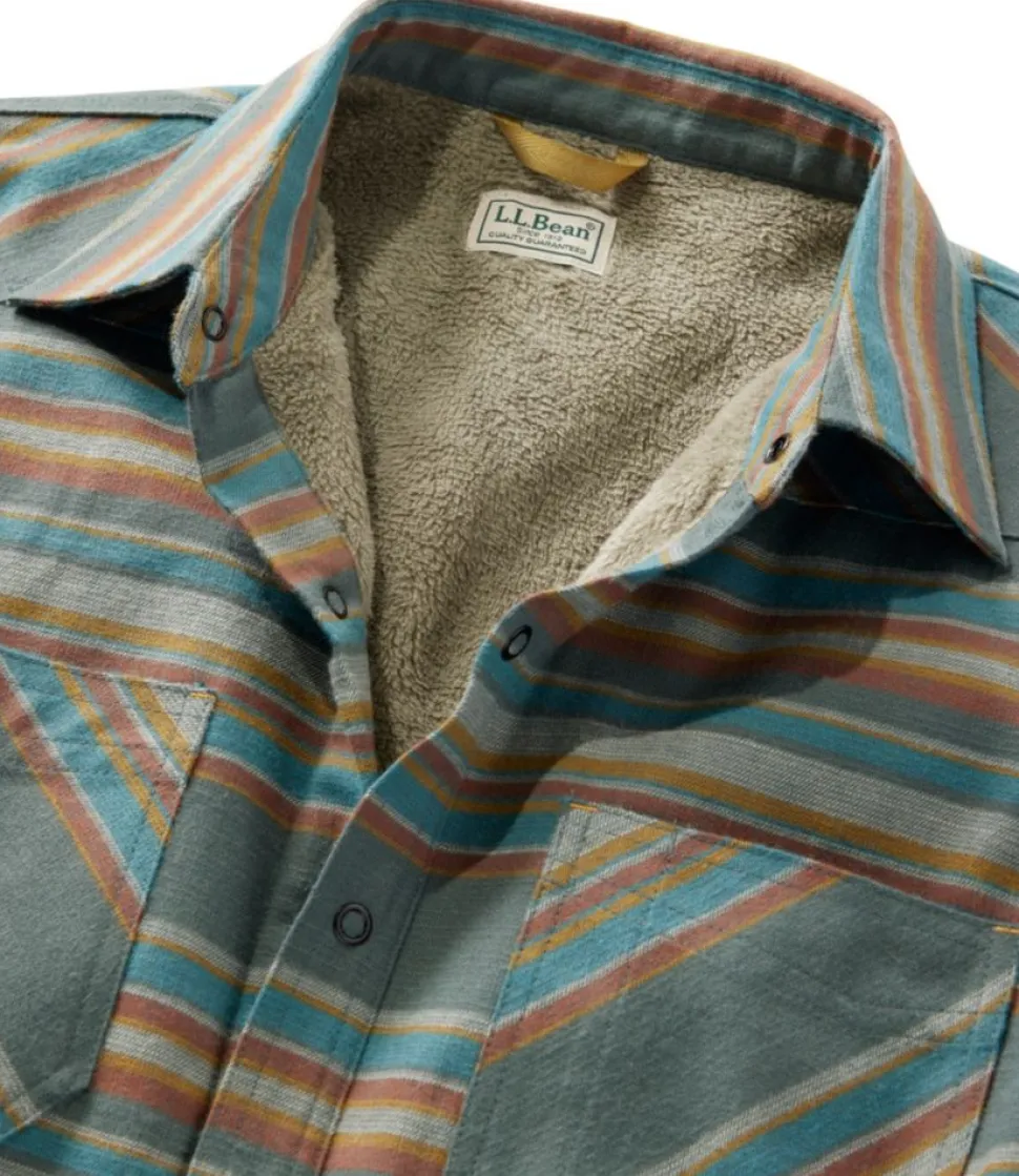 Best Sale L.L.Bean "Men's Katahdin Performance Flannel Shirt-Jacket, Hi-Pile Fleece-Lined Stripe" BalsamStripe