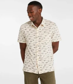 Clearance L.L.Bean "Men's Lakewashed Performance Shirts, Button-Front Shirt, Short-Sleeve, Print"