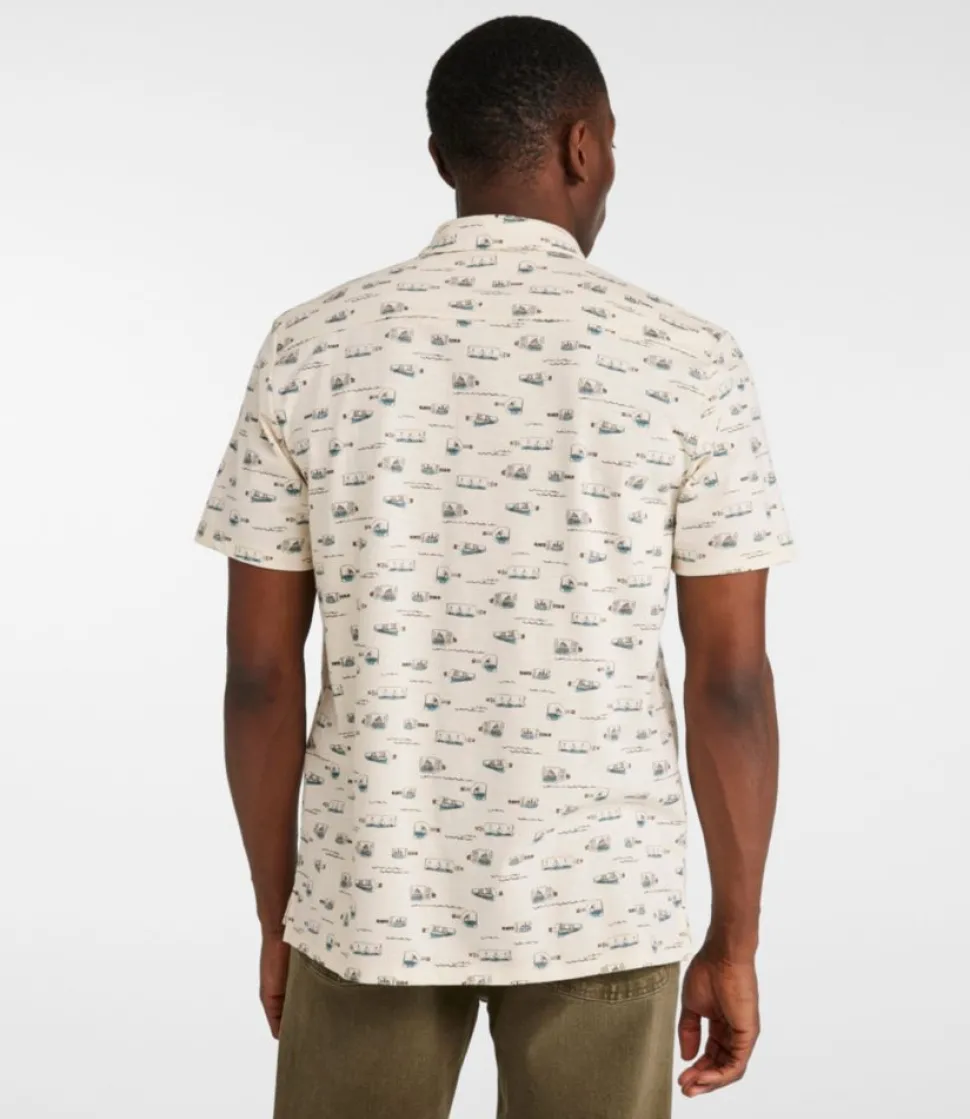 Clearance L.L.Bean "Men's Lakewashed Performance Shirts, Button-Front Shirt, Short-Sleeve, Print"