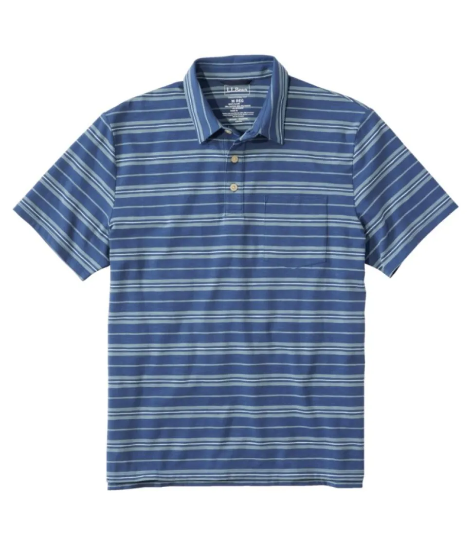 Discount L.L.Bean "Men's Lakewashed Performance Polo, Short-Sleeve, Stripe" BrightMariner