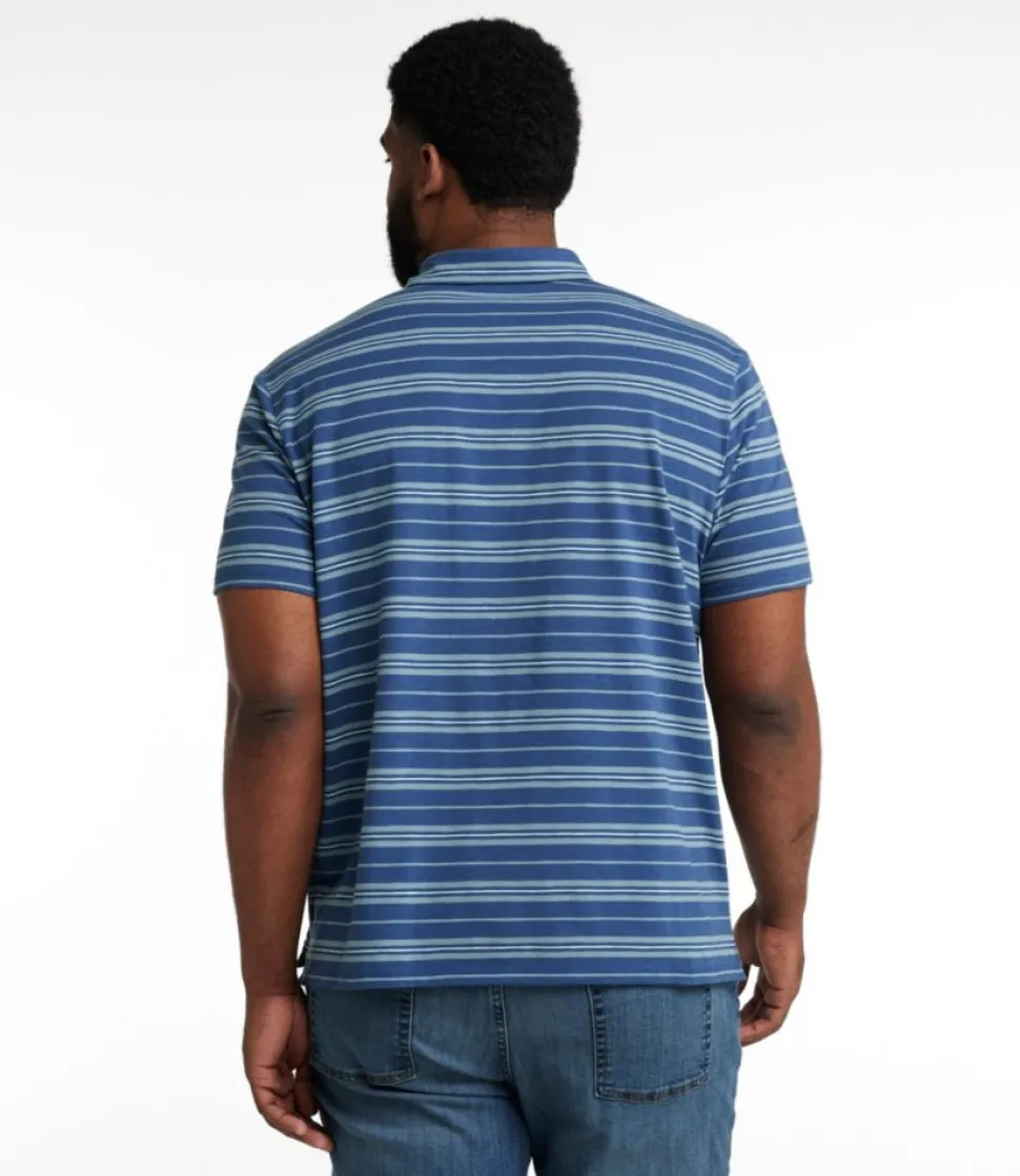 Discount L.L.Bean "Men's Lakewashed Performance Polo, Short-Sleeve, Stripe" BrightMariner