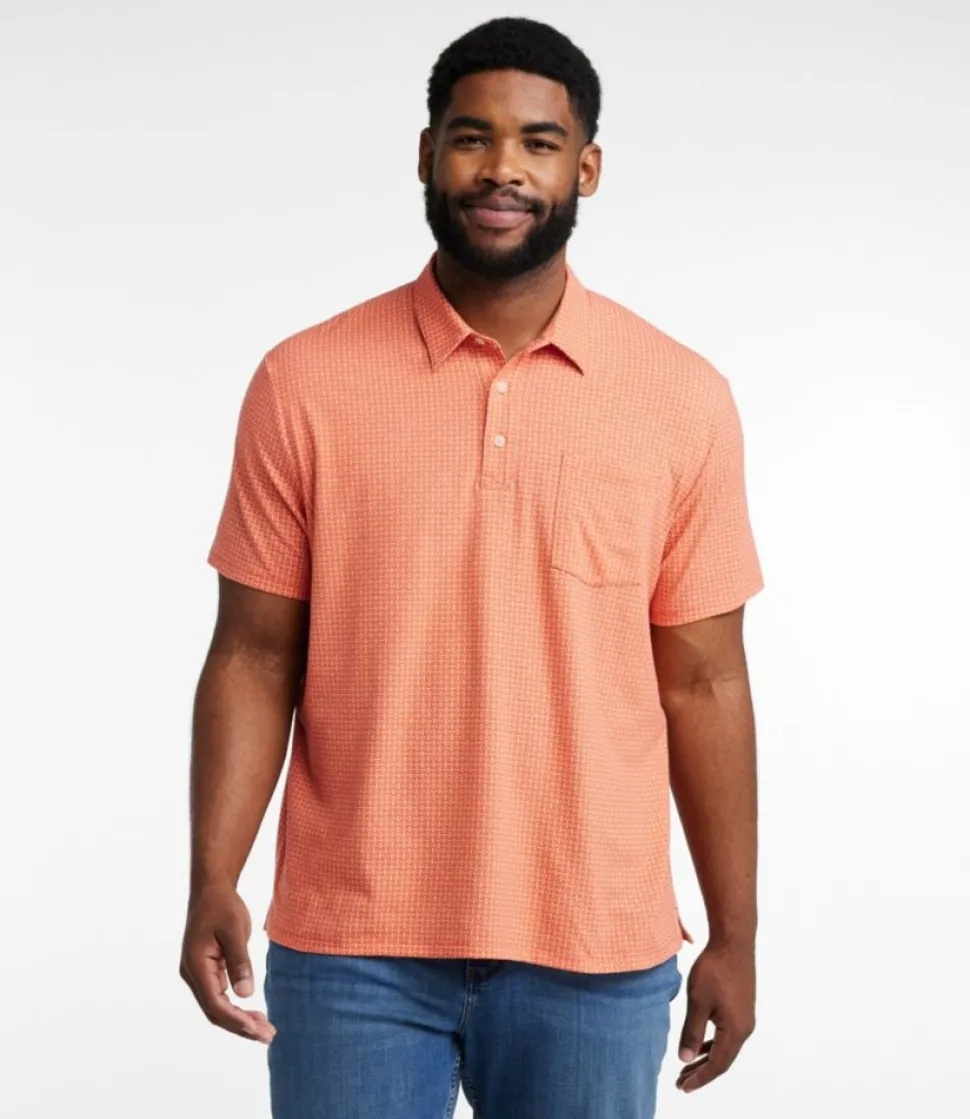 New L.L.Bean "Men's Lakewashed Performance Polo, Short-Sleeve, Print"