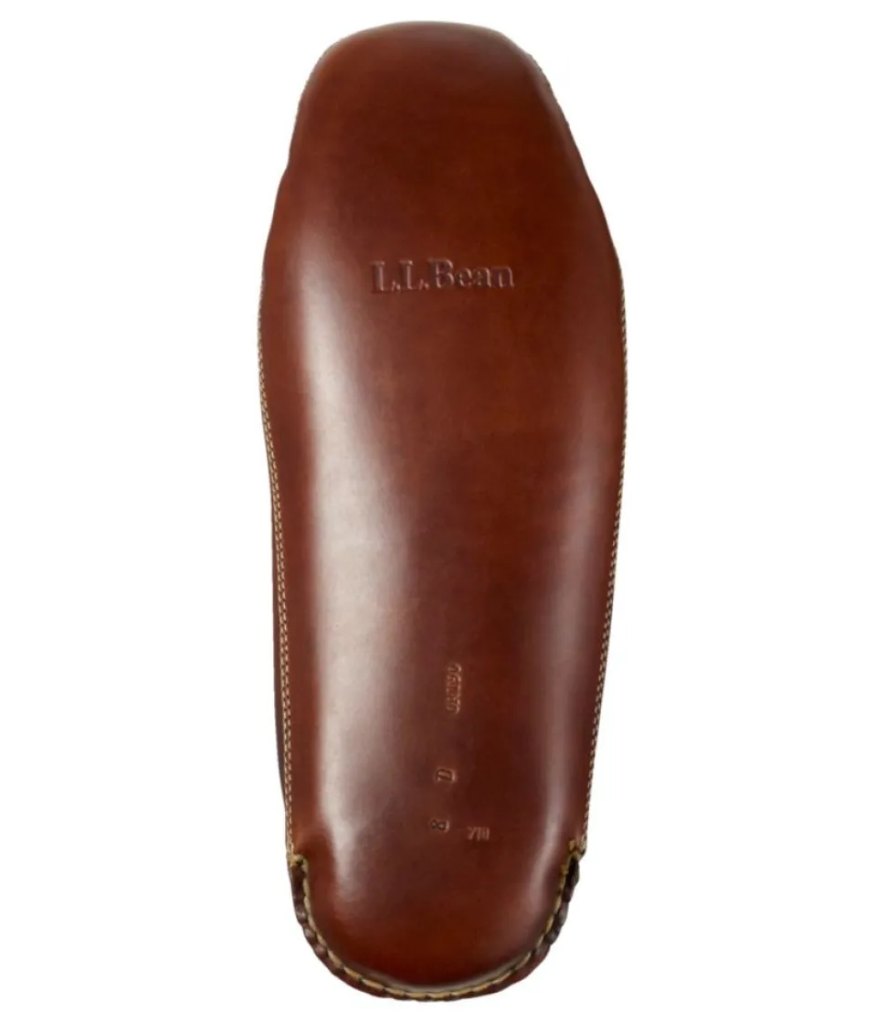 New L.L.Bean "Men's Leather Double-Sole Slippers, Shearling-Lined" Brown