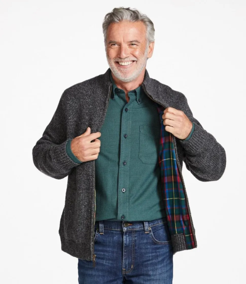 Clearance L.L.Bean "Men's Classic Ragg Wool Sweater, Full-Zip Flannel-Lined"