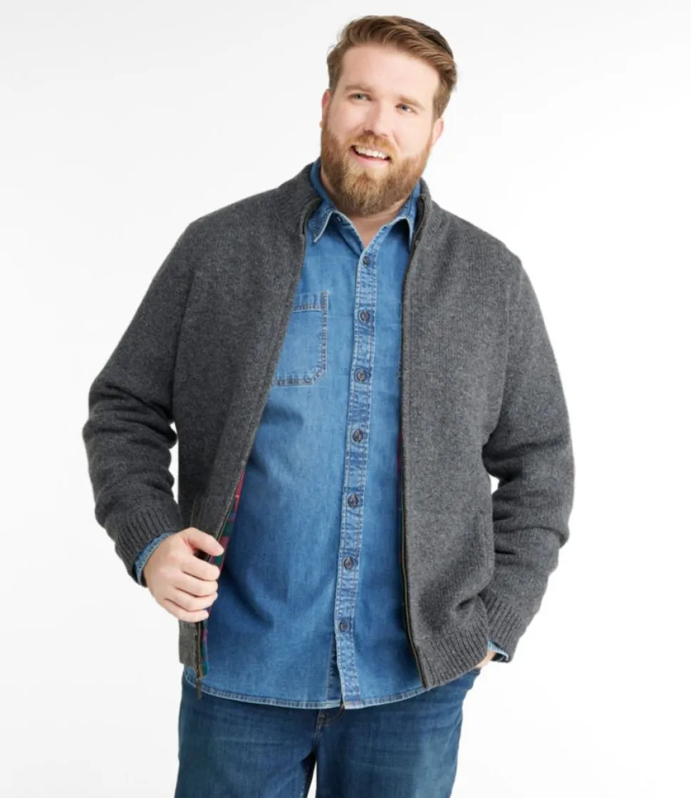 Clearance L.L.Bean "Men's Classic Ragg Wool Sweater, Full-Zip Flannel-Lined"