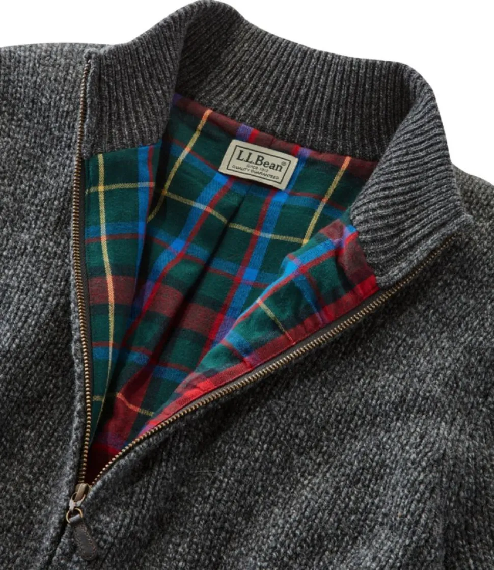 Clearance L.L.Bean "Men's Classic Ragg Wool Sweater, Full-Zip Flannel-Lined"