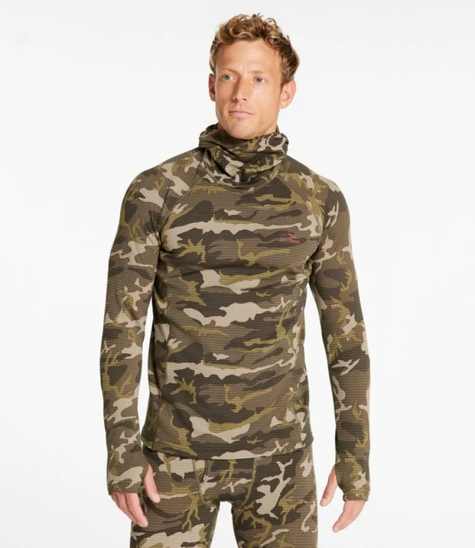 New L.L.Bean "Men's Heavyweight Base Layer Hoodie, Print" KelpGreenCamo