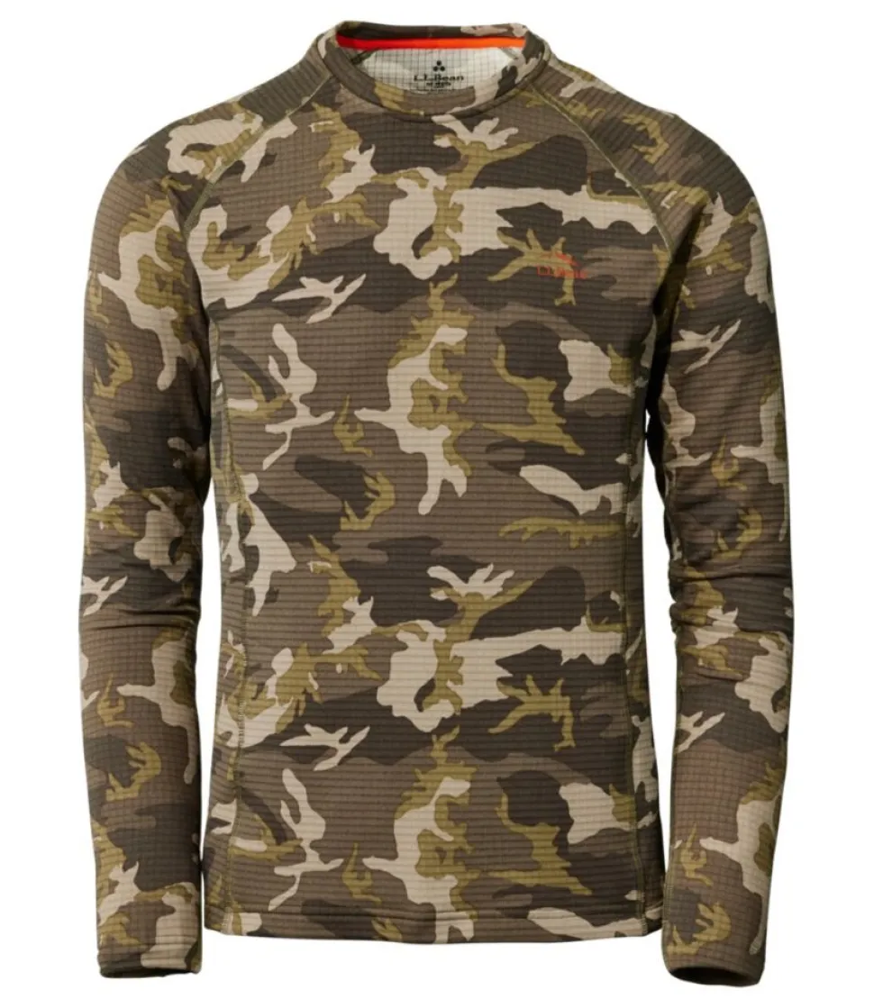 Cheap L.L.Bean "Men's Heavyweight Base Layer Crew Top, Print" KelpGreenCamo