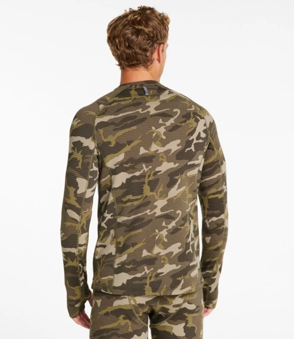 Cheap L.L.Bean "Men's Heavyweight Base Layer Crew Top, Print" KelpGreenCamo