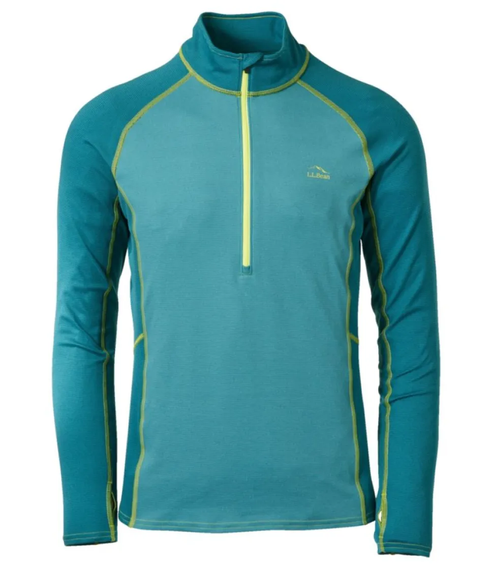 Outlet L.L.Bean "Men's Midweight Base Layer, 1/4 Zip Color Block" MallardTeal