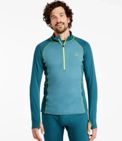 Outlet L.L.Bean "Men's Midweight Base Layer, 1/4 Zip Color Block" MallardTeal