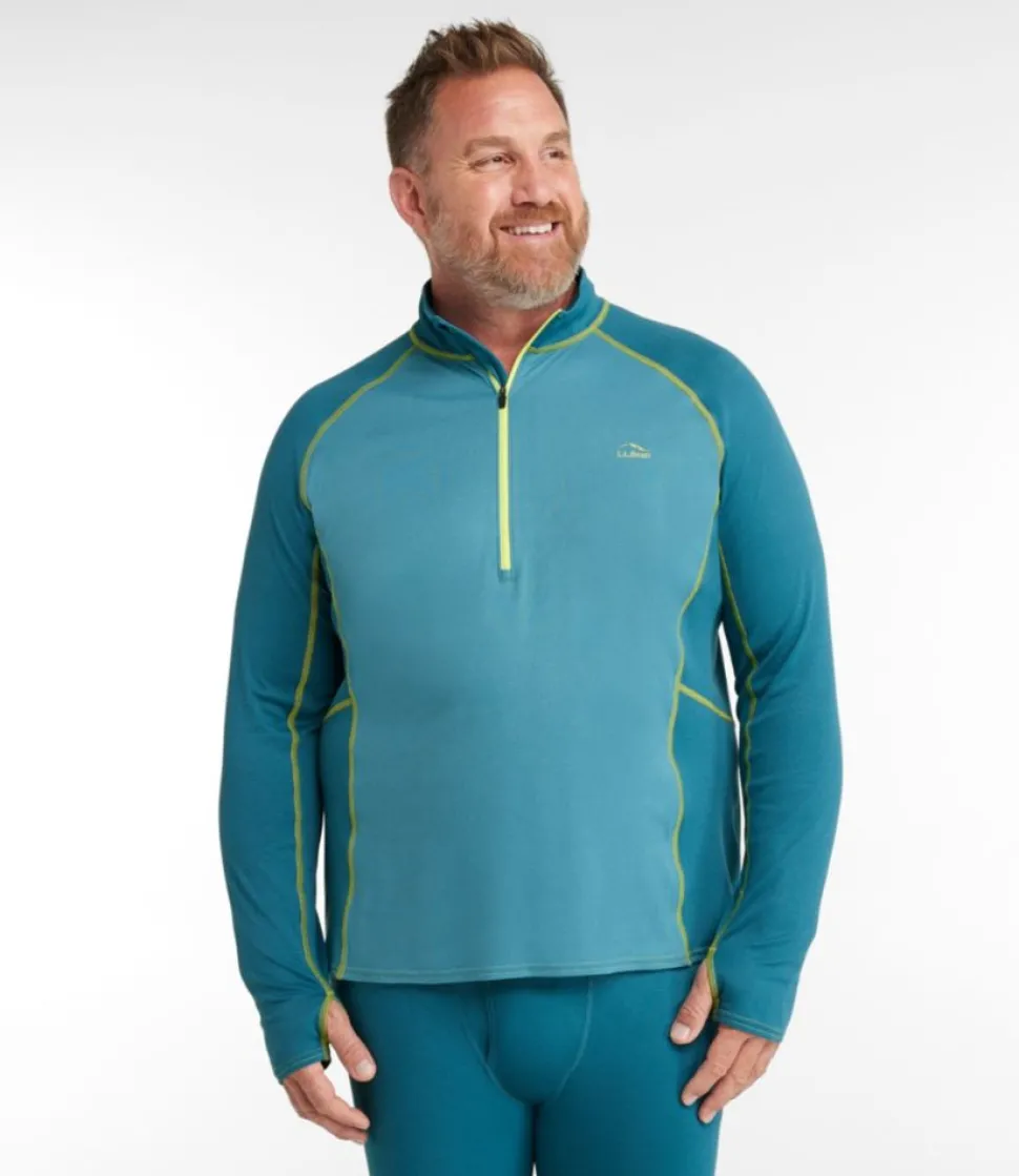 Outlet L.L.Bean "Men's Midweight Base Layer, 1/4 Zip Color Block" MallardTeal