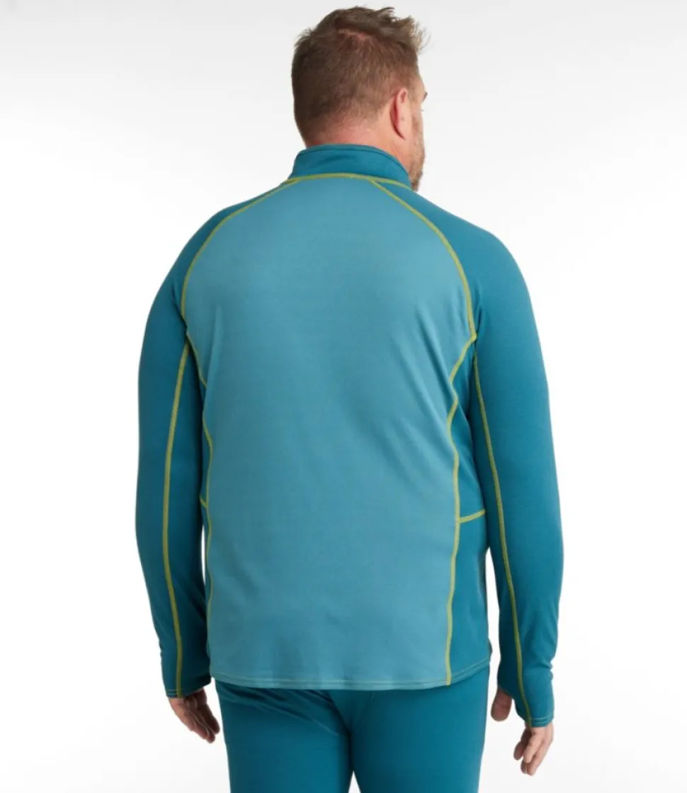Outlet L.L.Bean "Men's Midweight Base Layer, 1/4 Zip Color Block" MallardTeal