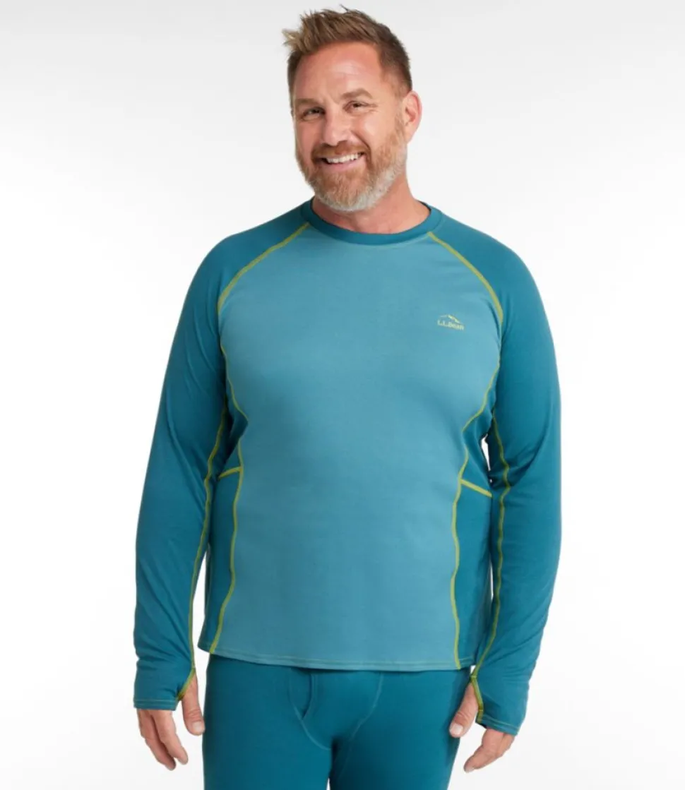 Best L.L.Bean "Men's Midweight Base Layer Crew, Long-Sleeve Color Block" MallardTeal