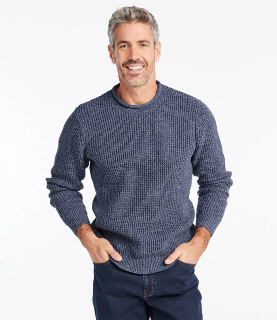 New L.L.Bean "Men's Organic Cotton Waffle Sweater, Rollneck Crew"