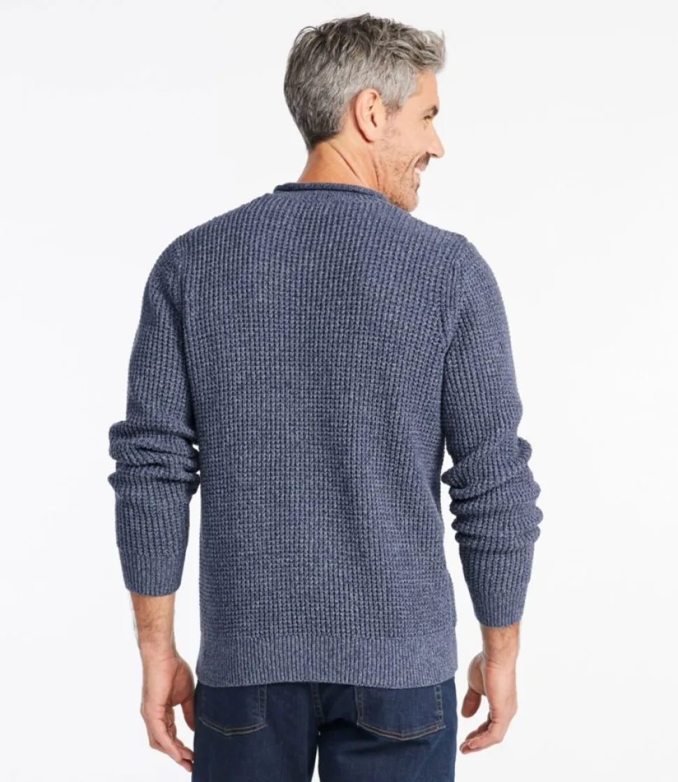 New L.L.Bean "Men's Organic Cotton Waffle Sweater, Rollneck Crew"