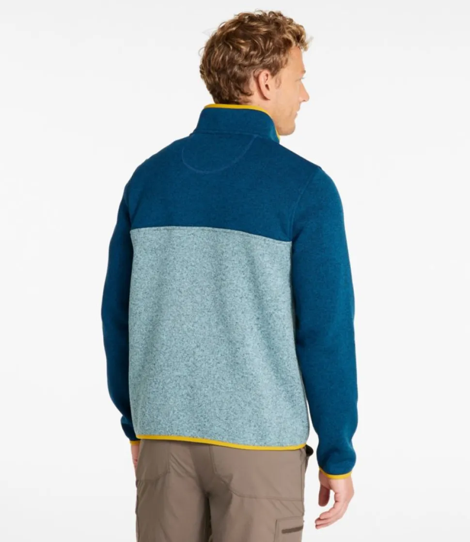 Hot L.L.Bean "Men's Sweater Fleece Pullover, Colorblock" DarkMarineBlue/CadetBlue