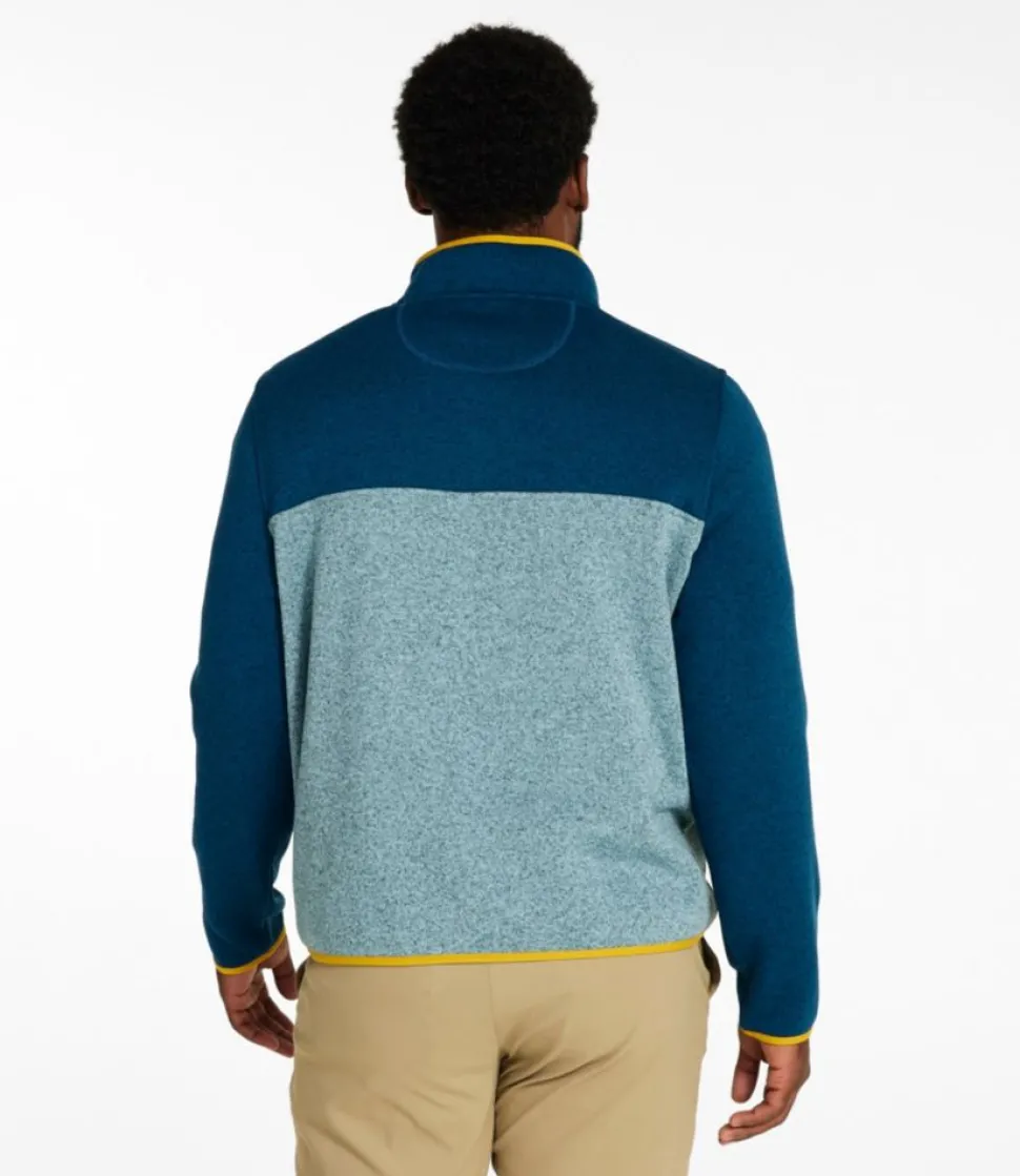 Hot L.L.Bean "Men's Sweater Fleece Pullover, Colorblock" DarkMarineBlue/CadetBlue