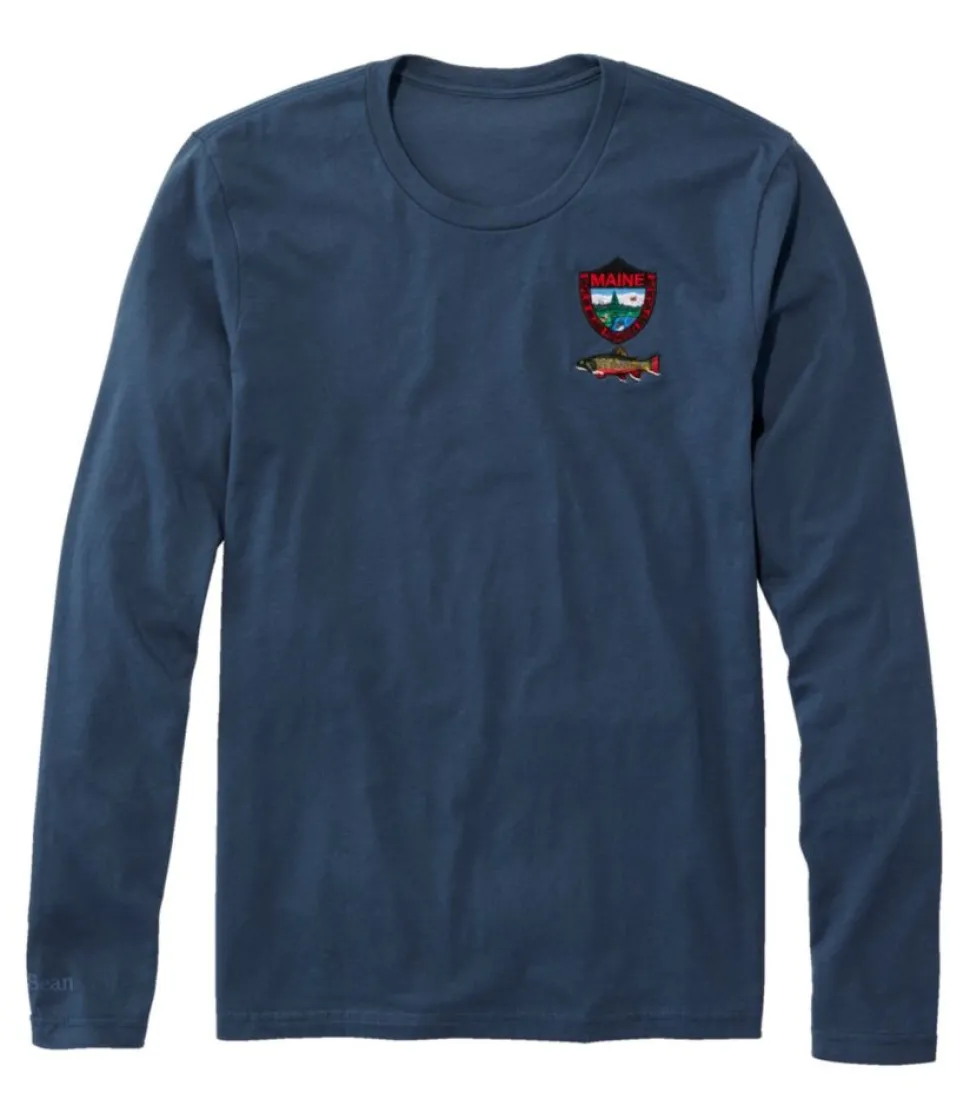 Cheap L.L.Bean "Men's MIF&W Tee, Long-Sleeve Brook Trout" Indigo