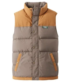 New L.L.Bean "Men's Mountain Classic Down Vest, Colorblock" DarkCinder/Saddle