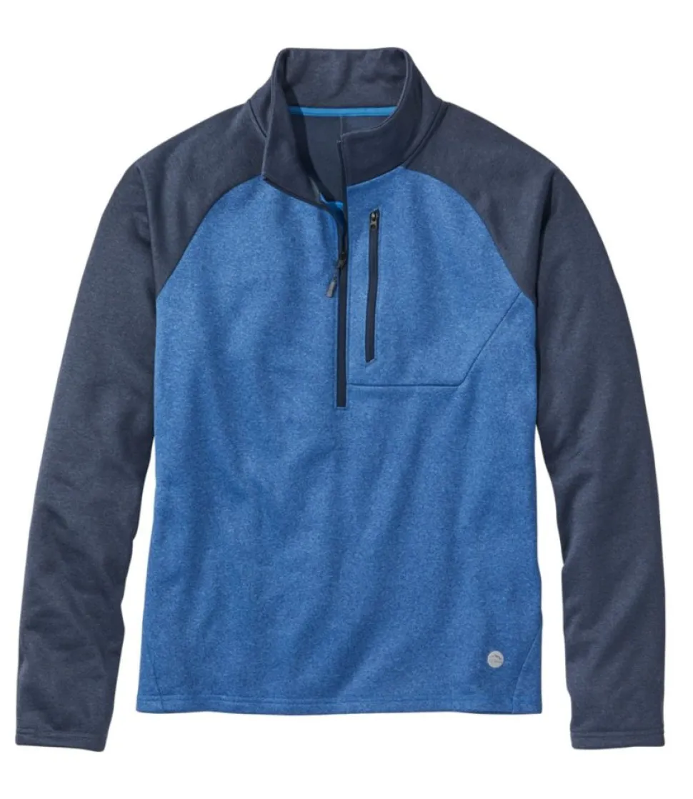 Sale L.L.Bean "Men's Mountain Fleece Half-Zip, Colorblock" CarbonNavy/MarineBlue