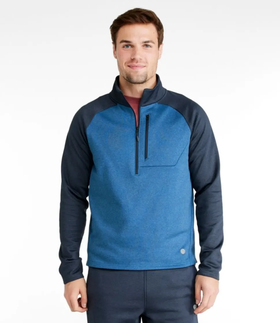 Sale L.L.Bean "Men's Mountain Fleece Half-Zip, Colorblock" CarbonNavy/MarineBlue
